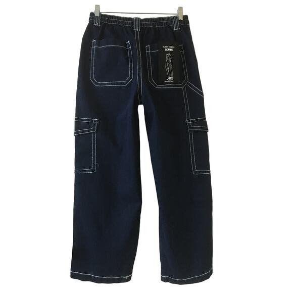 NWT Almost Famous Large Pull On Double Elastic Waist Wide Leg Cargo Skater Jeans - Picture 2 of 6